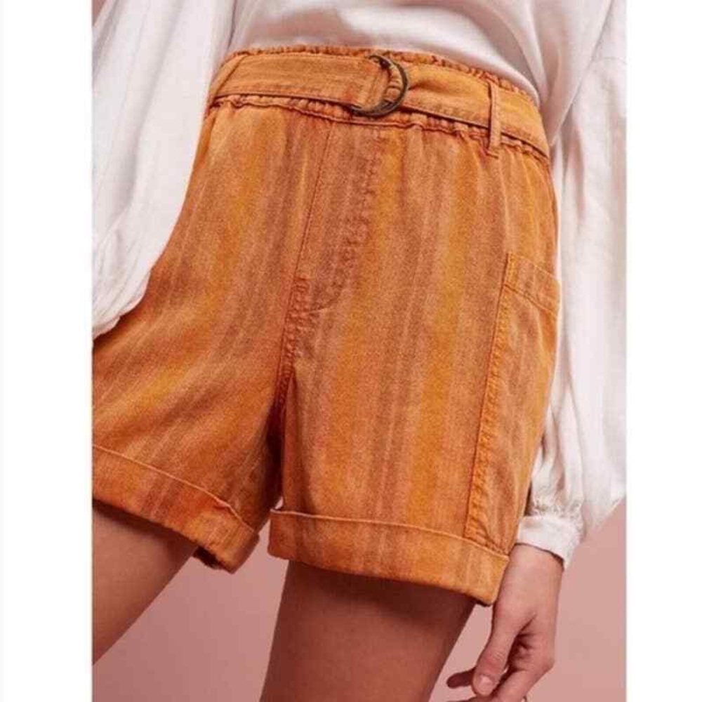 SOLD Anthropologie Hei Hei Tahiti Orange Striped Shorts - Picture 1 of 7